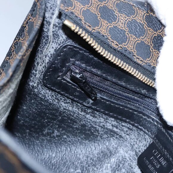 CELINE Macadam Canvas Hand Bag PVC Leather Black Brown Auth bs23202 - Picture 10 of 16